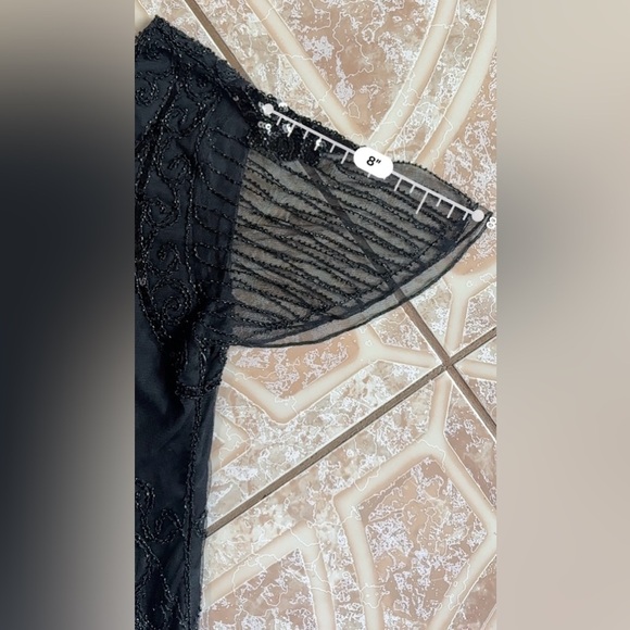 Black Embellished Tiered Midi Dress - Picture 15 of 15